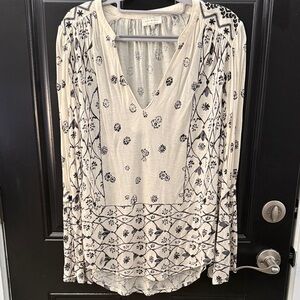 Lucky Brand Cream and Black Floral Blouse